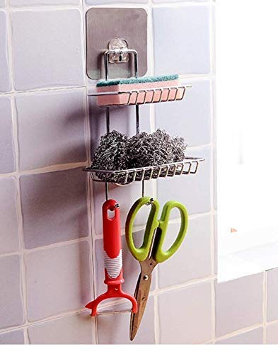 Gopendra Soap Dish Holder, Shower Caddy, Adhesive Bathroom Shelf Wall Mounted, No Drilling Strong Shower Caddies Kitchen Racks - Stainless Steel Storage Organizers (Double Layers) - Image 2