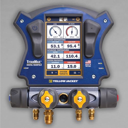 Yellow Jacket طقم حقيبة الظهر الرقمية TITANMAX 40887 من Yellow Jacket مع مشابك حرارة YJACK، مستشعر فراغ، ومجموعة من 6 خراطيم PLUS II - Image 2