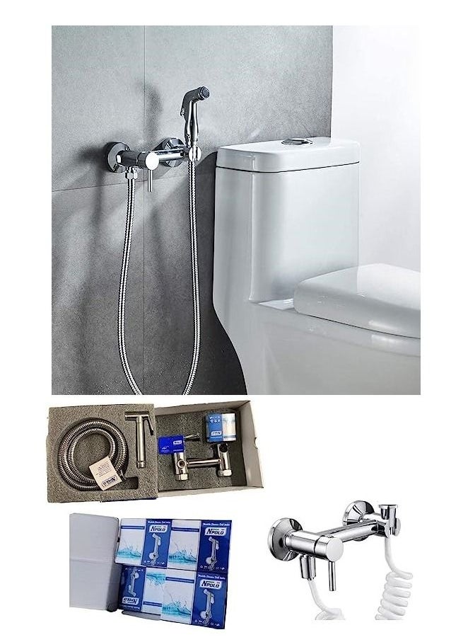 168 Imported copper bathroom base mixer with bidet and 2 hoses, code 100  - Image 2