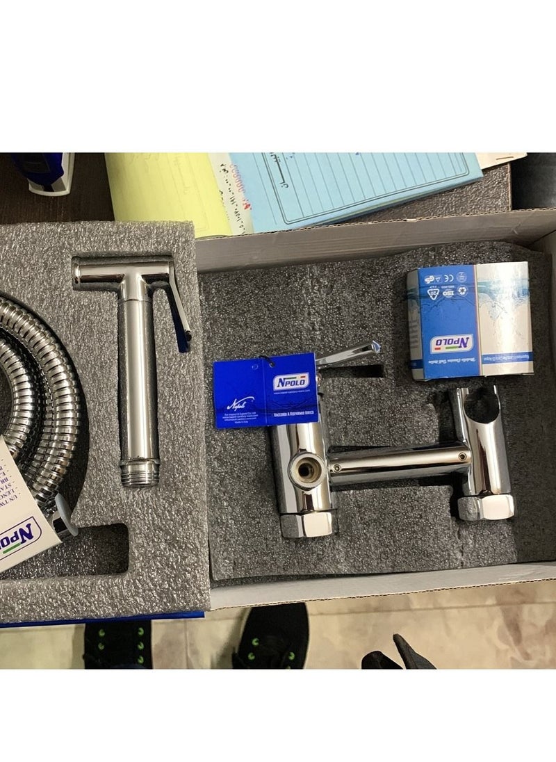 168 Imported copper bathroom base mixer with bidet and 2 hoses, code 100  - Image 5