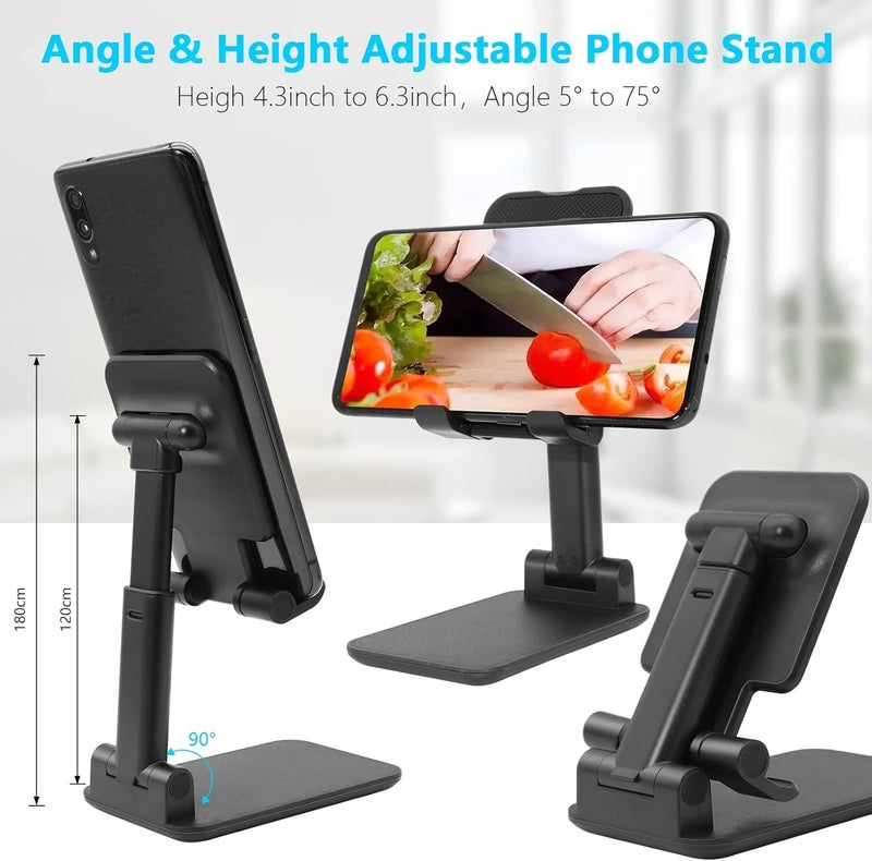 coku Mobile Stand for Desk, Height Adjustable & Foldable Phone Stand Holder for Home, Study, Table & Desktop Compatible with 4 to 10 Inch Smarphones & Tablets Devices (Black) - Image 3