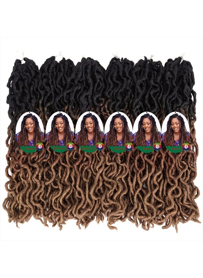 Liyate 18 Inch Goddess Faux locs Crochet Hair 6 Packs/Lot Soft Gypsy Locs Wavy Crochet Braids Dreadlocks 3 Tone Curly Wavy Twist Braiding Hair Extensions African Roots Braid（#1B/30/27) - Image 2