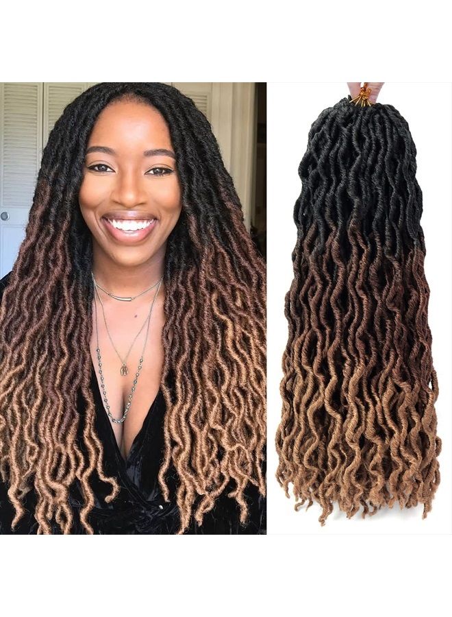 Liyate 18 Inch Goddess Faux locs Crochet Hair 6 Packs/Lot Soft Gypsy Locs Wavy Crochet Braids Dreadlocks 3 Tone Curly Wavy Twist Braiding Hair Extensions African Roots Braid（#1B/30/27) - Image 1