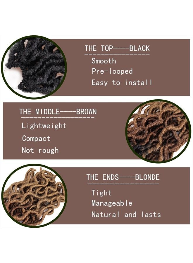 Liyate 18 Inch Goddess Faux locs Crochet Hair 6 Packs/Lot Soft Gypsy Locs Wavy Crochet Braids Dreadlocks 3 Tone Curly Wavy Twist Braiding Hair Extensions African Roots Braid（#1B/30/27) - Image 4
