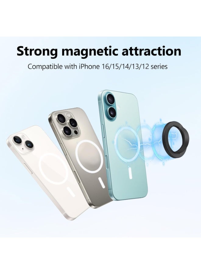 general Magnetic Silicone Ring Grip Phone Holder, Rotating Finger Loop Ring Grip Holder, Soft and Portable, Strong Magnetic Attraction, Compatible with Magsafe Phone Case (Black) - Image 4