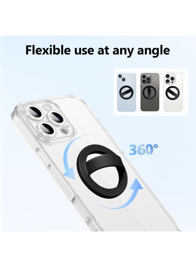 general Magnetic Silicone Ring Grip Phone Holder, Rotating Finger Loop Ring Grip Holder, Soft and Portable, Strong Magnetic Attraction, Compatible with Magsafe Phone Case (Black) - Image 5