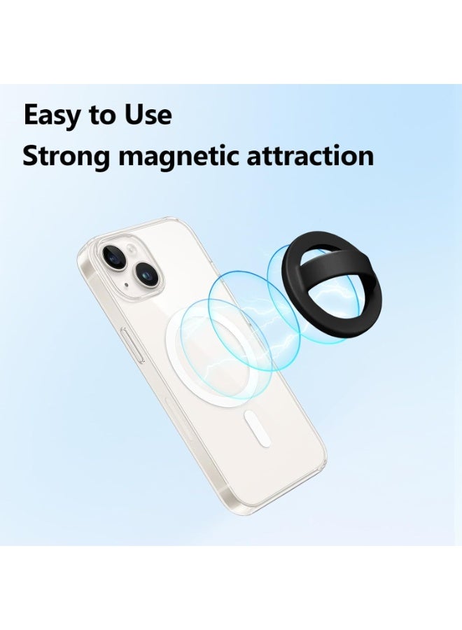 general Magnetic Silicone Ring Grip Phone Holder, Rotating Finger Loop Ring Grip Holder, Soft and Portable, Strong Magnetic Attraction, Compatible with Magsafe Phone Case (Black) - Image 2