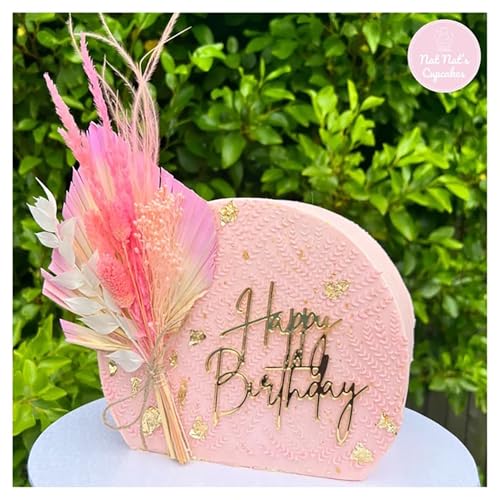 QPARTYFIRE 1PCS قمة كعكة عيد ميلاد سعيد، لافتة كعكة مرآة ذهبية من الأكريليك للصبي أو الفتاة، زينة كعكة عيد الميلاد، مستلزمات سحر كعكة عيد الميلاد لحفلة عيد الميلاد - Image 2