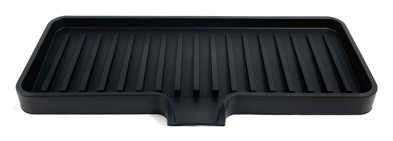 Happitasa Silicone Soap Dish Tray and Sponge Holder with Drain Chute  Bathroom and Kitchen Sink Organizer Caddy 9x35 Black 56 Ounces