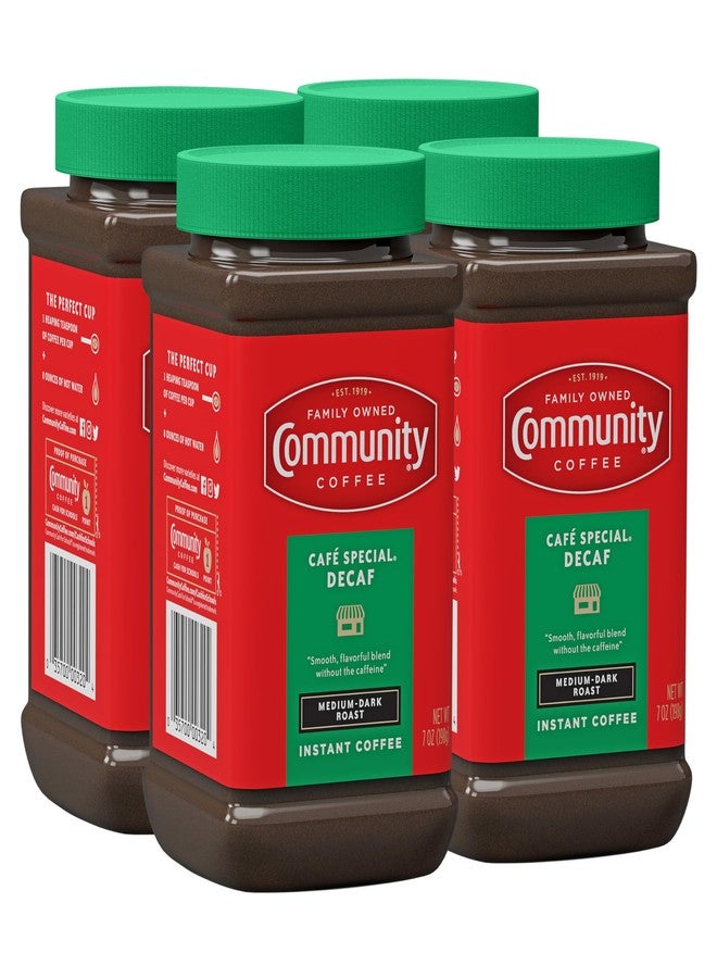 Community Coffee Café Special Decaf, Medium Dark Roast Instant Coffee, 7 Ounce Jar (Pack of 4) - Image 1