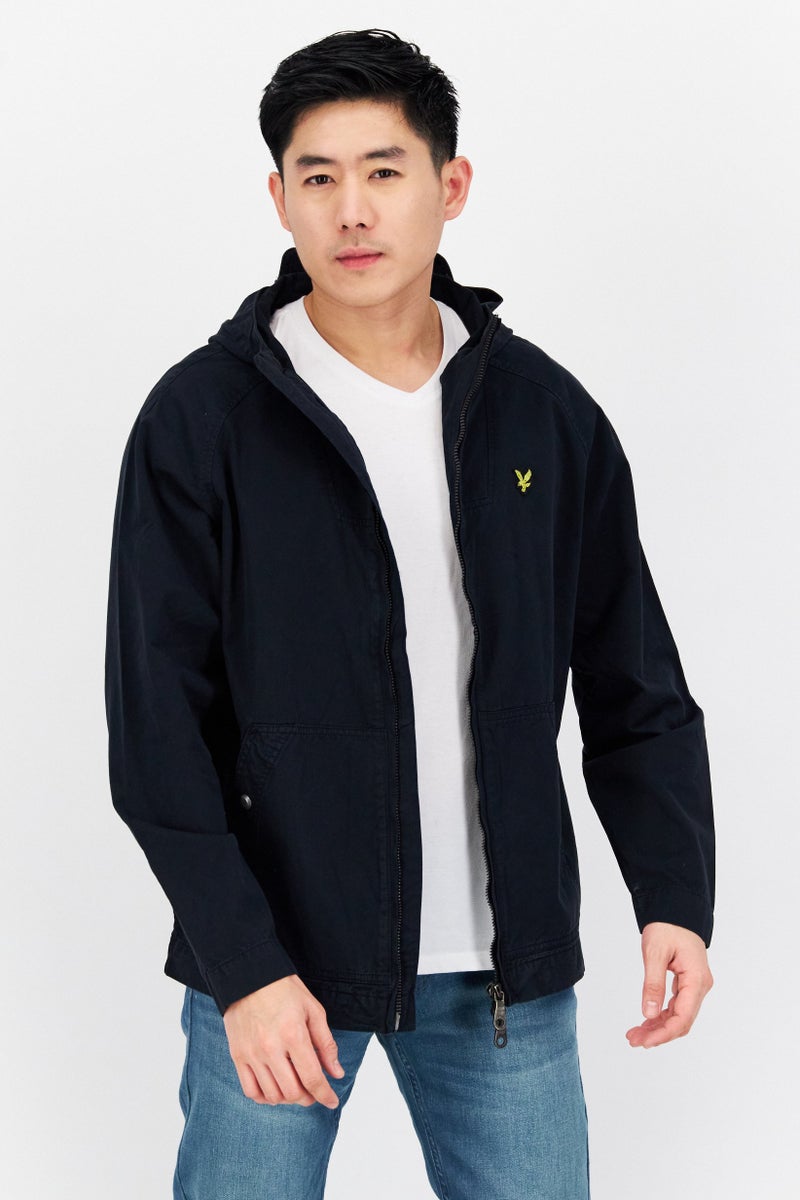 Lyle & Scott جاكيت هودي للرجال بشعار العلامة التجارية، كحلي داكن - Image 1