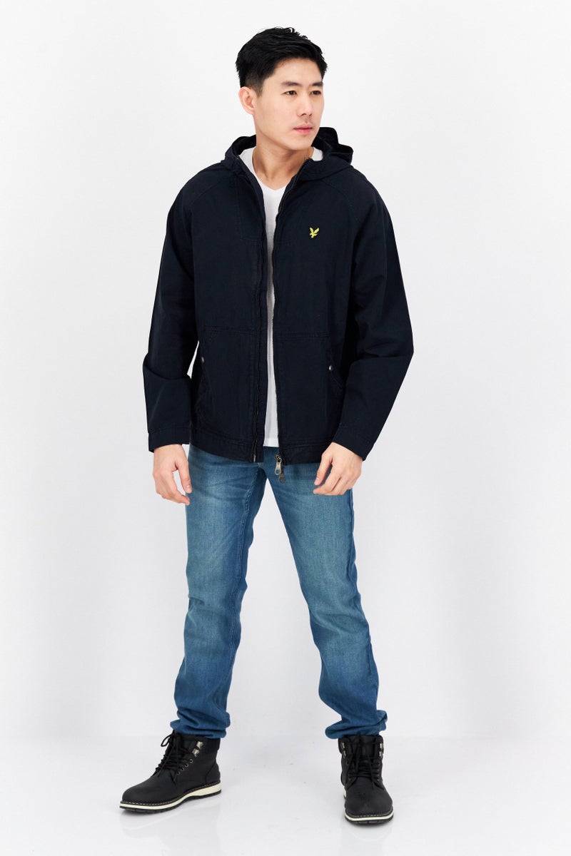 Lyle & Scott جاكيت هودي للرجال بشعار العلامة التجارية، كحلي داكن - Image 2