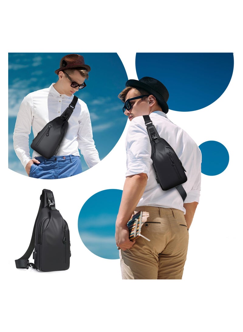 SYOSI Sling Bags Chest Bag Backpack Shoulder Bag Crossbody Bags with USB Charging Port Mens Outdoor Waterproof Casual Bags Lightweight Sling Bag for Sports Outdoor Traveling - Image 2