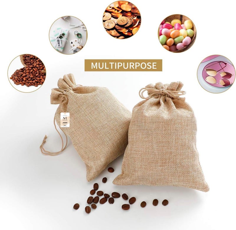 NFI essentials Jute Potli Gift Pouches for Return Gifting, Pack of 50 Pcs (13x18 cm), Drawstring Burlap Pouch For Organza Candy Gifts, Nikah, Birthday Suruku Pai Pouch - Image 3