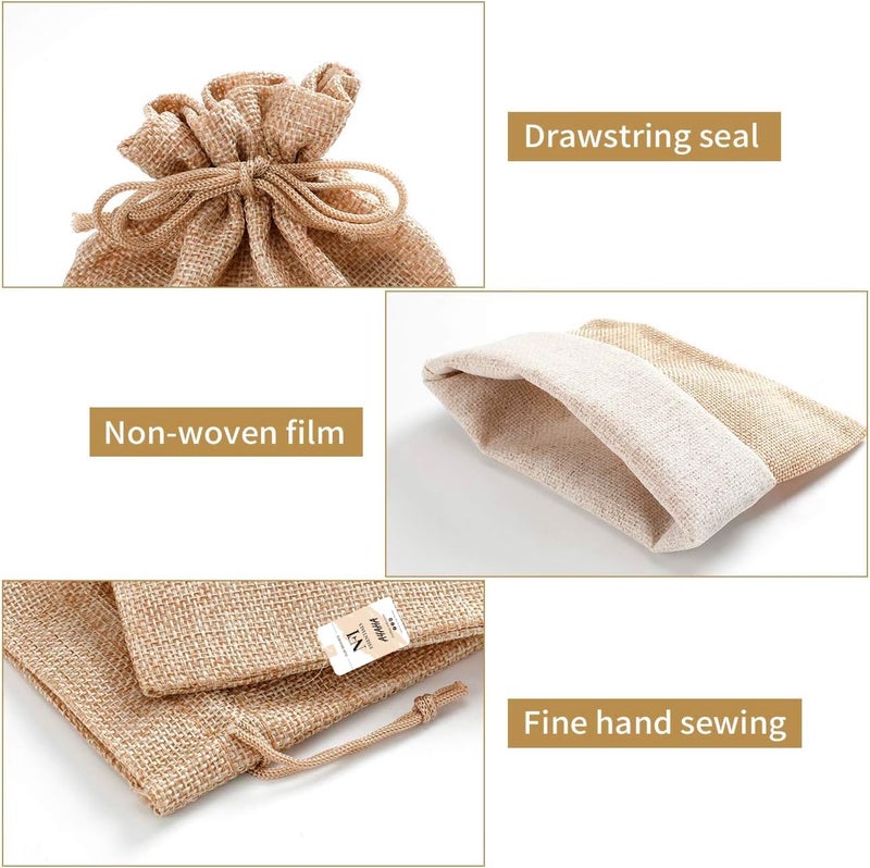 NFI essentials Jute Potli Gift Pouches for Return Gifting, Pack of 50 Pcs (13x18 cm), Drawstring Burlap Pouch For Organza Candy Gifts, Nikah, Birthday Suruku Pai Pouch - Image 2