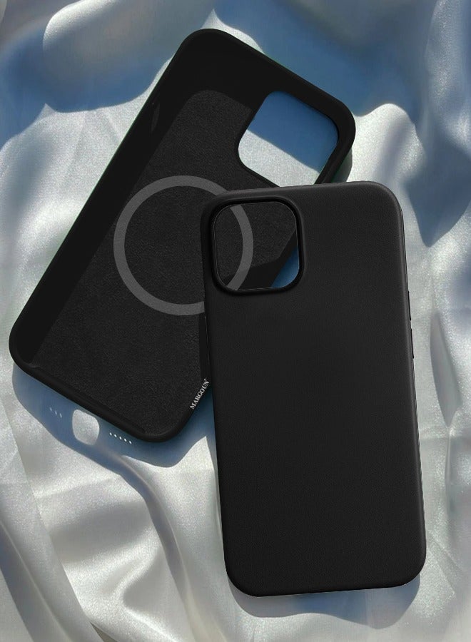 CATANES iPhone 14 Pro Max Case Cover Leather Case with Mag Safe Durable Case Black - Image 1