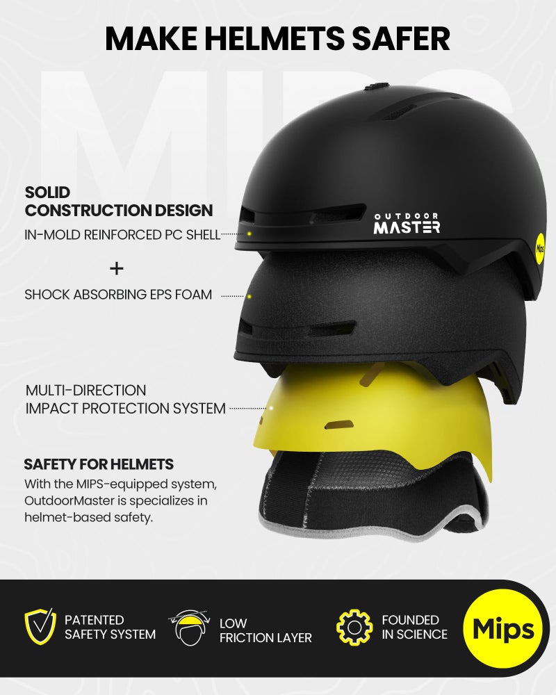 OutdoorMaster Diamond II MIPS Ski Helmet with Ski Goggles PRO Set - Adjustable Fit Snowboard Helmet and Snow Goggles Set - Snow Sport Helmet for Men, Women & Youth - Matte Black, S - Image 2