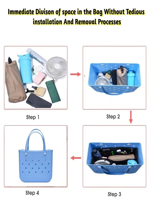 Beach Bag Organizer Compatible with Bogg Bag,Divider Pouch for Bogg Bags Accessories Felt Insert, Organize Valuables Accessories for Bogg Bags- Khaki - Image 2