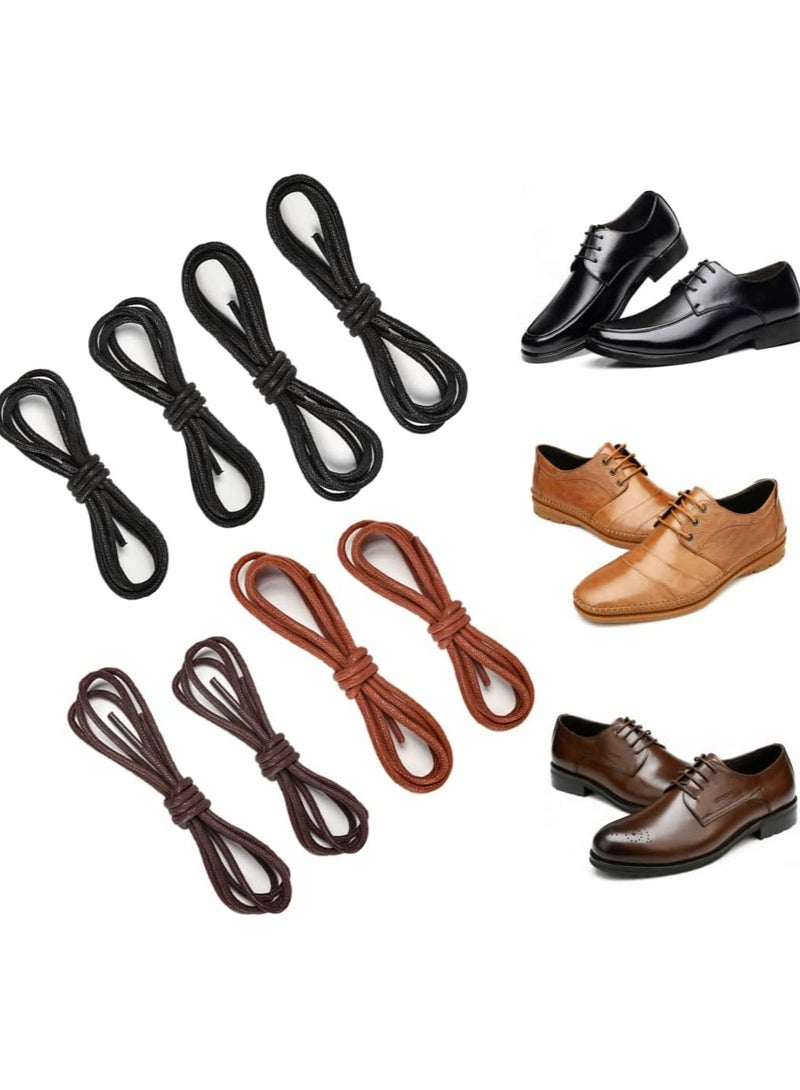 أوزيغالور 8 أزواج من أربطة الأحذية القطنية المشمعة - أربطة أحذية مستديرة متينة للأحذية والأحذية الجلدية - Image 1
