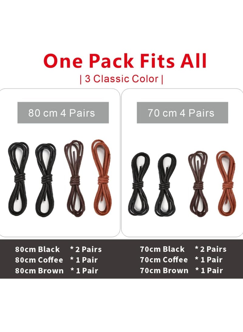 أوزيغالور 8 أزواج من أربطة الأحذية القطنية المشمعة - أربطة أحذية مستديرة متينة للأحذية والأحذية الجلدية - Image 2