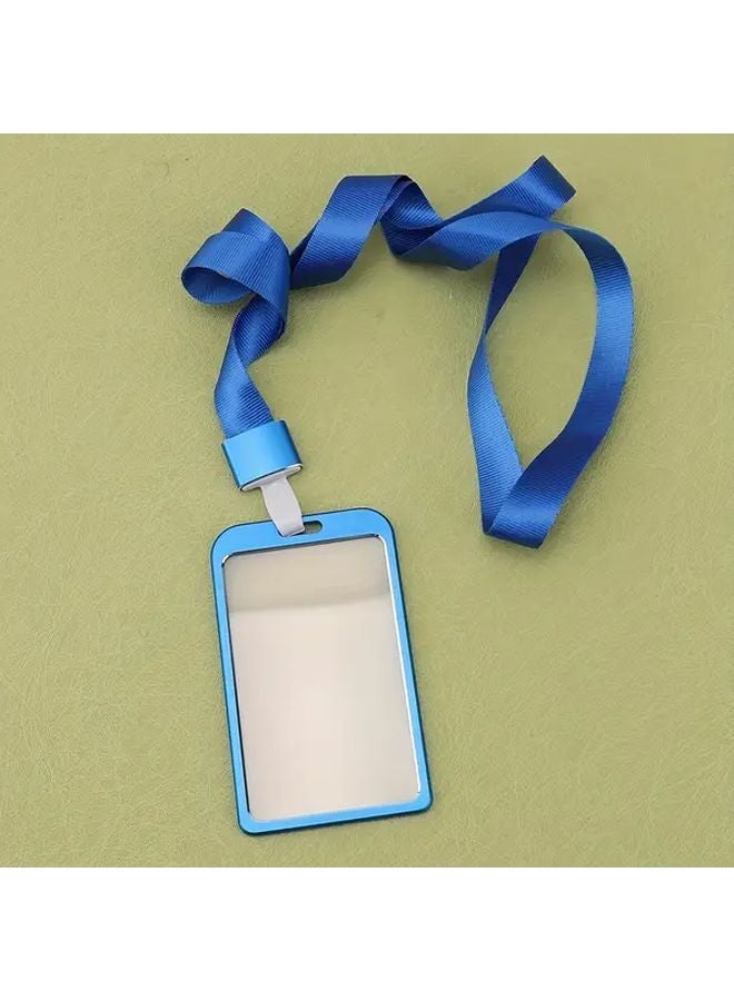 حامل بطاقة رأسي أزرق من سبائك الألومنيوم لبطاقة العمل، بطاقة الطالب، وبطاقة الحافلة - Image 1