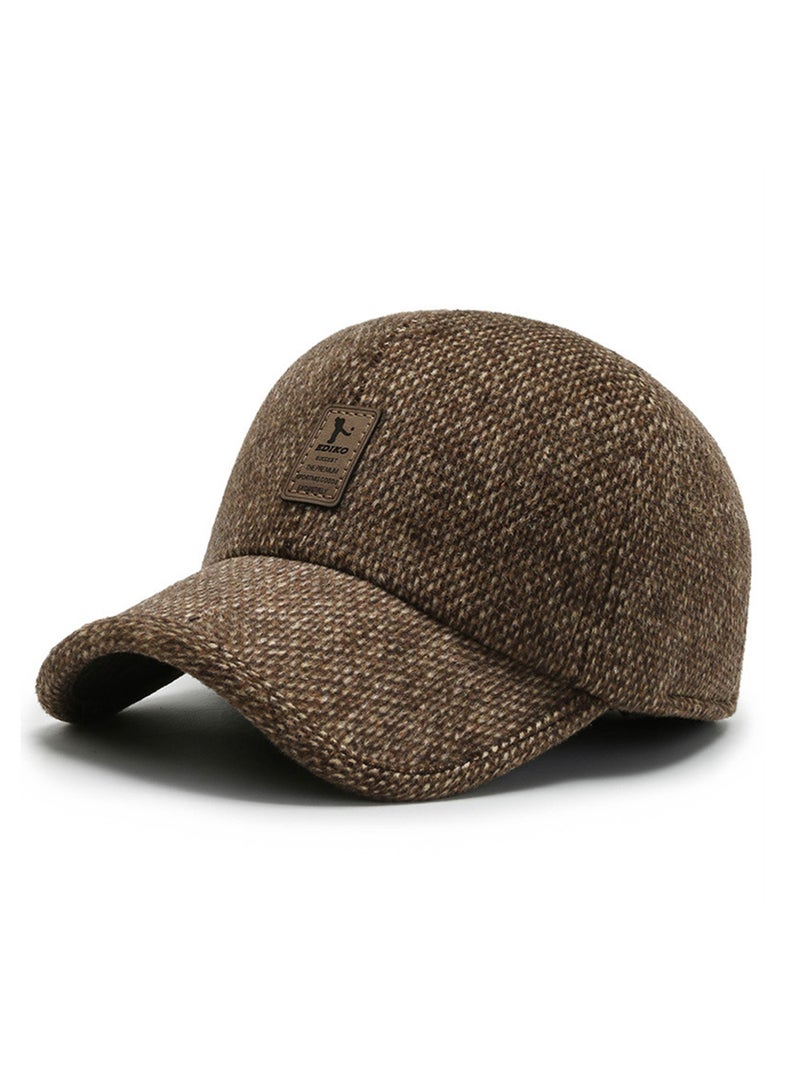 NOVOLAN Baseball Hat Men's Winter Baseball Cap Middle-Aged and Elderly Outdoor Thickening Warm Ear Protection Windproof Cap Sports Wild Peaked Cap Trucker Hat Dad Hat Cap Adjustable (brown) - Image 1