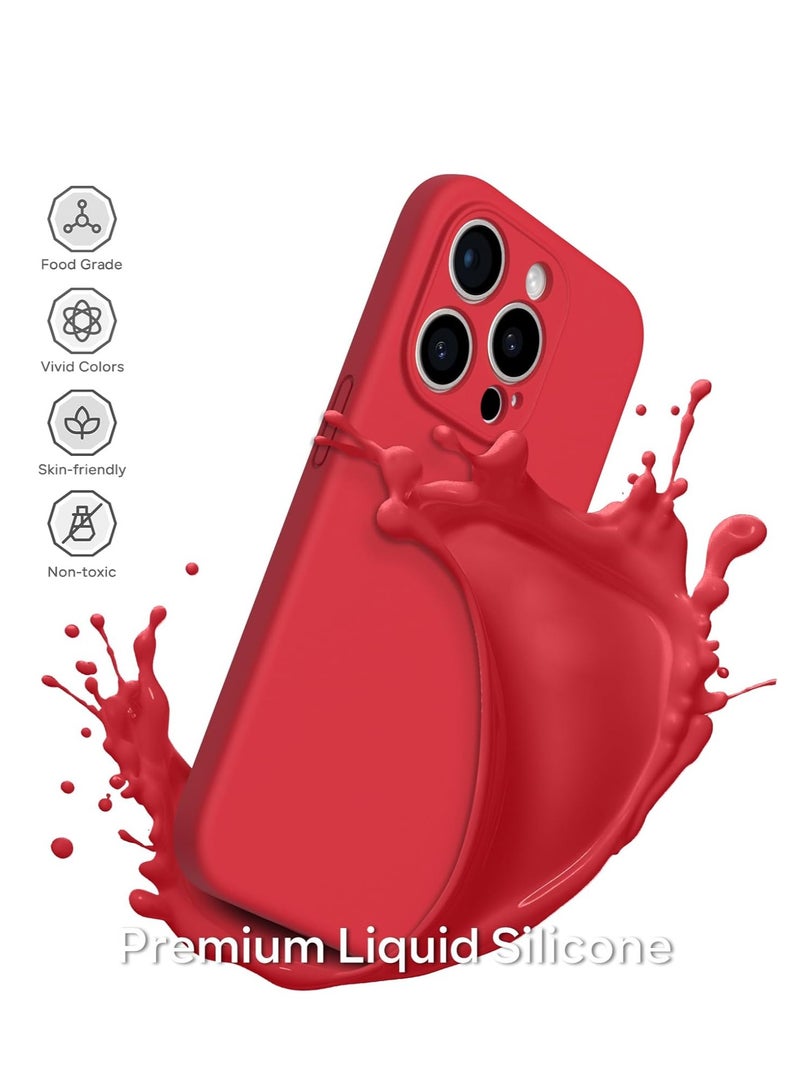 ELTRAZONE Compatible with iPhone 15 Pro Max Case 6.7", with 1 x Screen Protector, Silky-Soft Touch Liquid Silicone Case Shockproof Rubber Case for iPhone 15 Pro Max-Red - Image 3