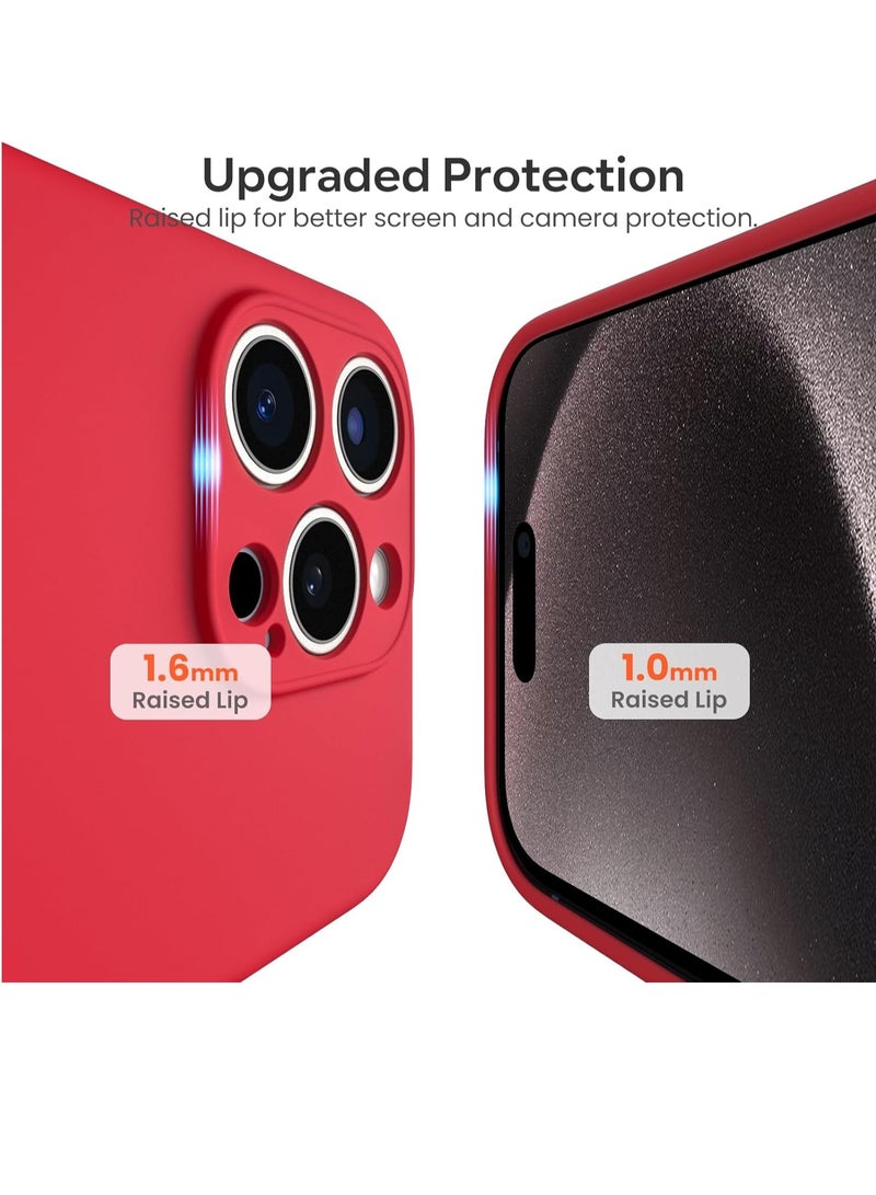 ELTRAZONE Compatible with iPhone 15 Pro Max Case 6.7", with 1 x Screen Protector, Silky-Soft Touch Liquid Silicone Case Shockproof Rubber Case for iPhone 15 Pro Max-Red - Image 4