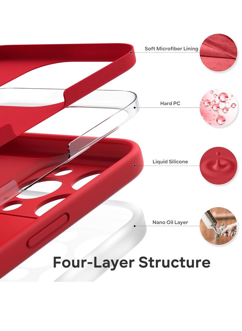 ELTRAZONE Compatible with iPhone 15 Pro Max Case 6.7", with 1 x Screen Protector, Silky-Soft Touch Liquid Silicone Case Shockproof Rubber Case for iPhone 15 Pro Max-Red - Image 5