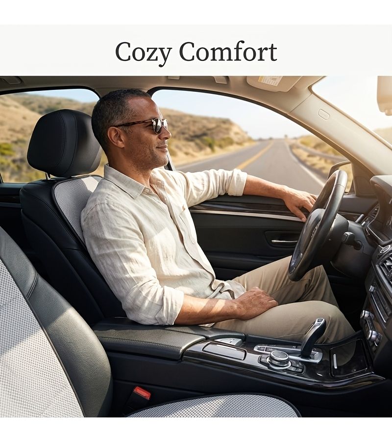 Ice Fog Cold Gray Upgraded Version Car Breathable Honeycomb Cushion Set With New Waist Support Pillow Anti Slip Wear Resistant Fabric Summer Cool Mesh Structure Front Storage Pocket For Commute - Image 2