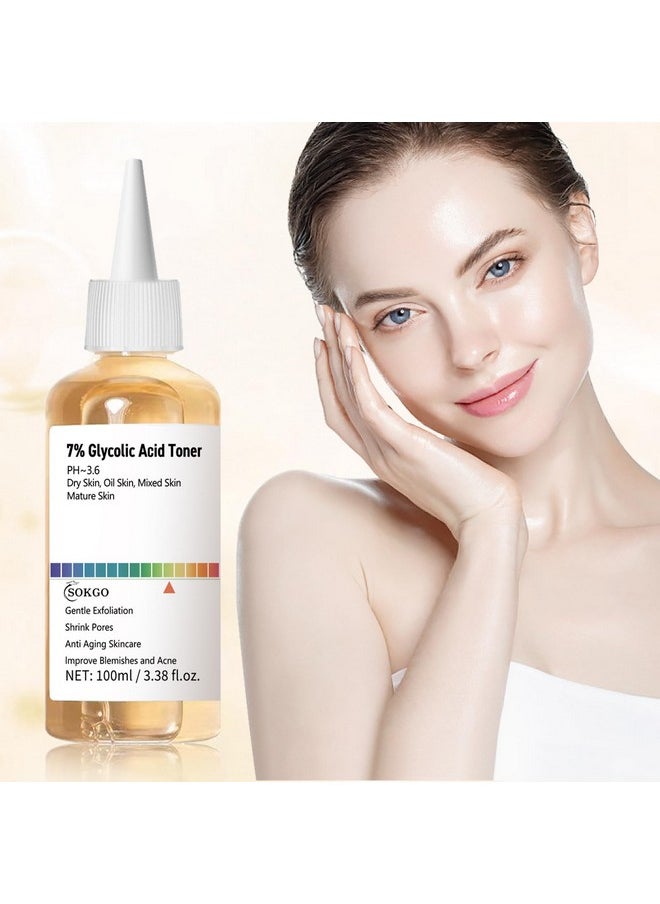 Sokgo 7% Glycolic Acid Exfoliating Toner, Exfoliating Facial Toner, Smooth Skin, Even Tone, Hydrating Formula, Pore Minimizer (Large, Unscented)  - Image 3
