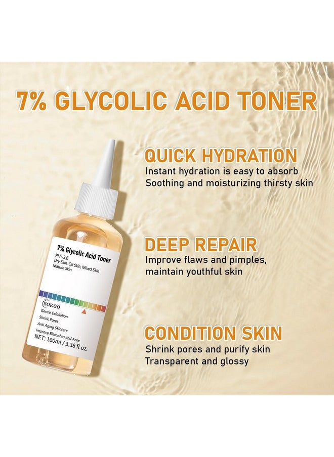Sokgo 7% Glycolic Acid Exfoliating Toner, Exfoliating Facial Toner, Smooth Skin, Even Tone, Hydrating Formula, Pore Minimizer (Large, Unscented)  - Image 5