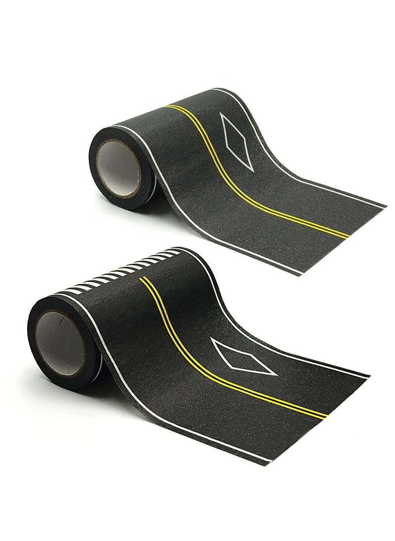 dspitwod dspitwod Road Tape for Kids Car Toy Road Tape Track Play, Stick to Floors and Table Flat Surface,No Residue, 2-Pack of 3.9 Inch Wide x 32.8 ft Black Tape for Kids Gift  - Image 2