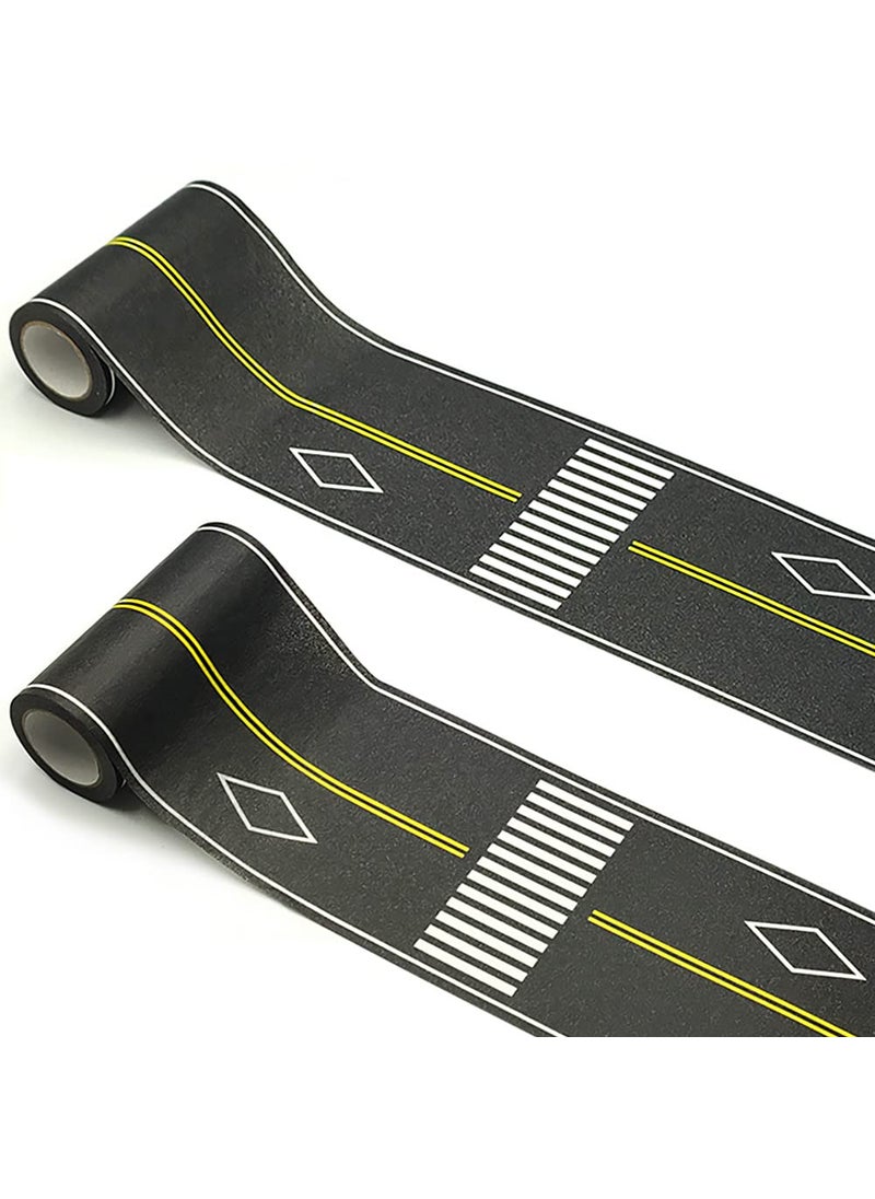dspitwod dspitwod Road Tape for Kids Car Toy Road Tape Track Play, Stick to Floors and Table Flat Surface,No Residue, 2-Pack of 3.9 Inch Wide x 32.8 ft Black Tape for Kids Gift  - Image 1