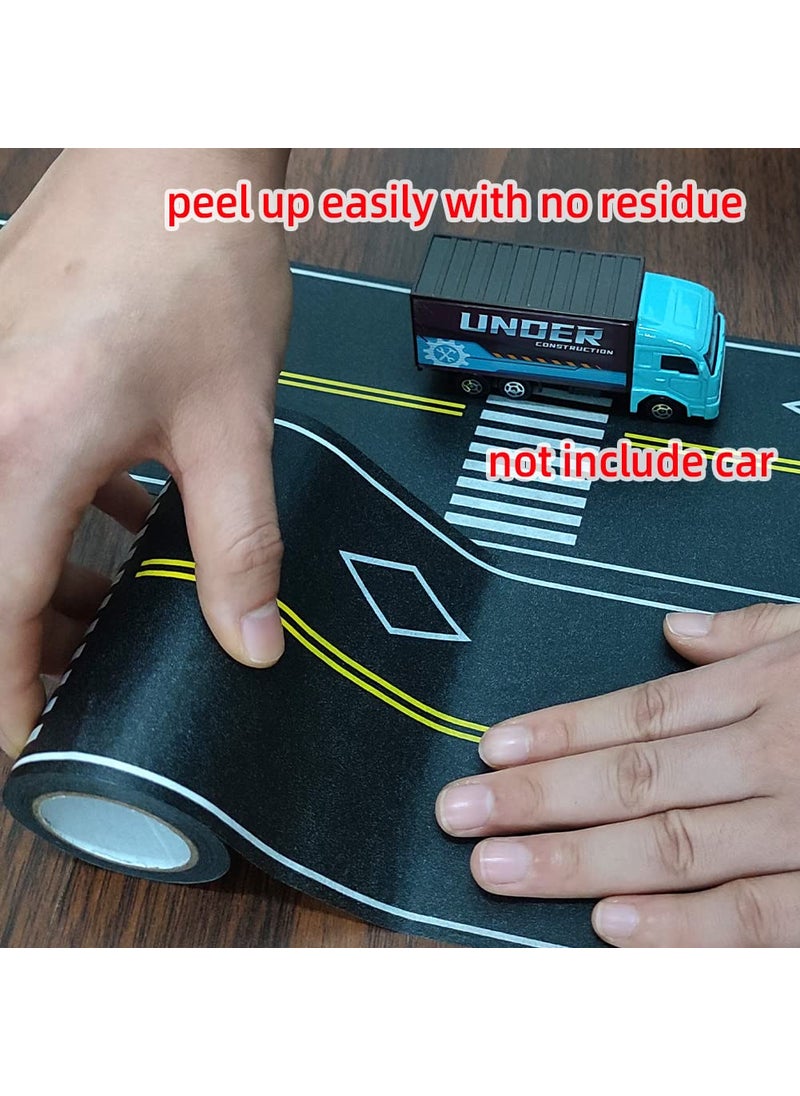 dspitwod dspitwod Road Tape for Kids Car Toy Road Tape Track Play, Stick to Floors and Table Flat Surface,No Residue, 2-Pack of 3.9 Inch Wide x 32.8 ft Black Tape for Kids Gift  - Image 3