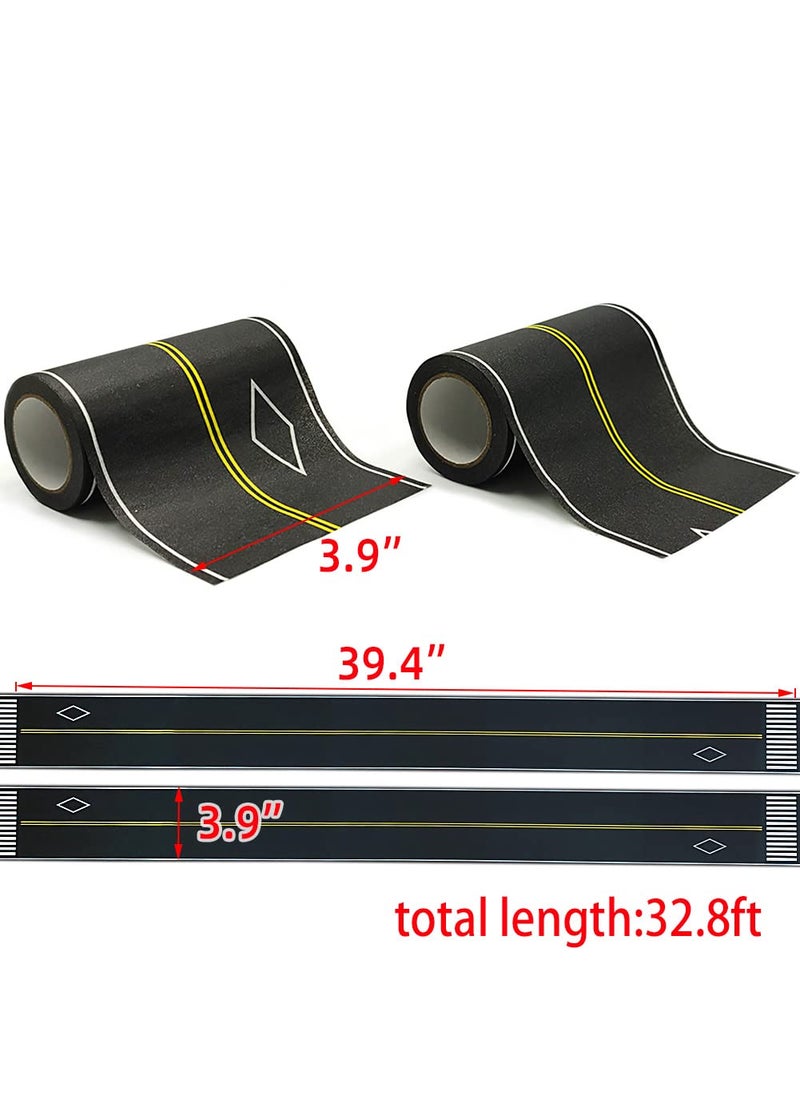 dspitwod dspitwod Road Tape for Kids Car Toy Road Tape Track Play, Stick to Floors and Table Flat Surface,No Residue, 2-Pack of 3.9 Inch Wide x 32.8 ft Black Tape for Kids Gift  - Image 4