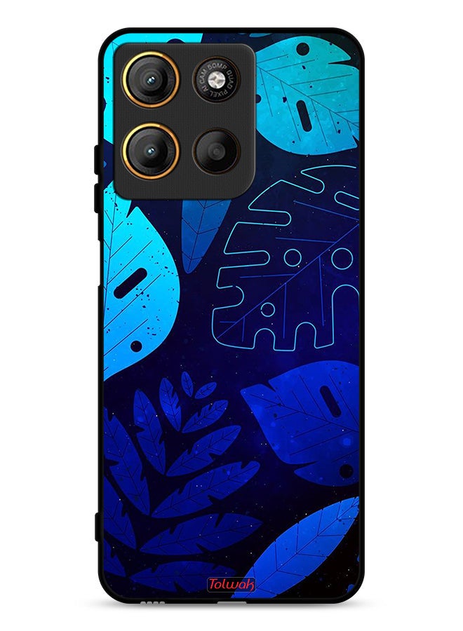 Tolwak Motorola Moto G15 Protective Case Cover Leaves Pattern