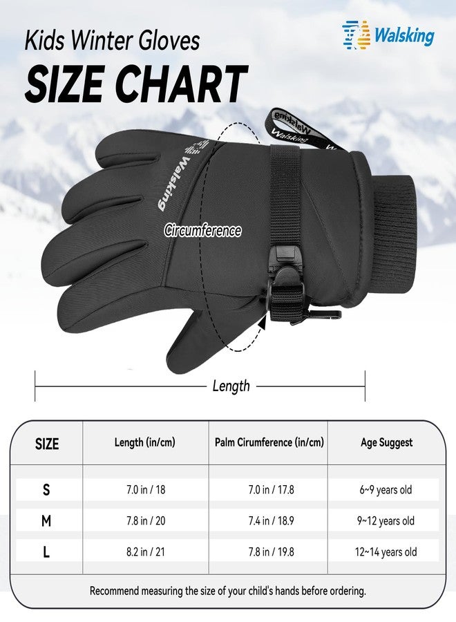 WALSKING Kids Waterproof Winter Thinsulate Warm Cold Weather Winter Snow Ski Gloves-Fits Boys and Girls Youth Child Outdoor - Image 2