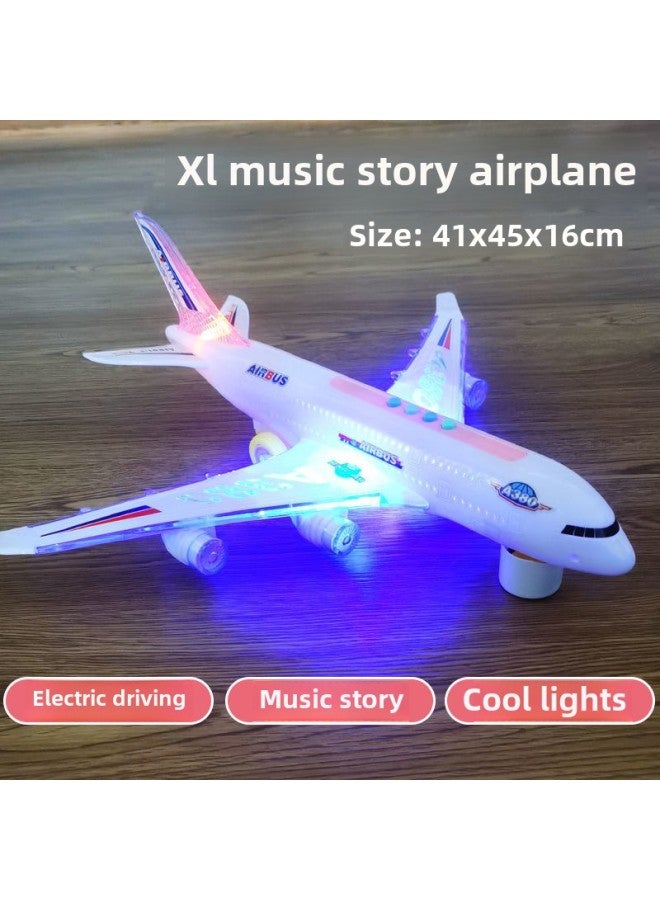 Children's Electric Universal Sliding Aircraft Toy Series Early Education Light Story Passenger Plane Model Boy Wholesale-Color:Music Story Version Electric Universal Extra Large Aircraft-Specifications:Standard  - Image 1