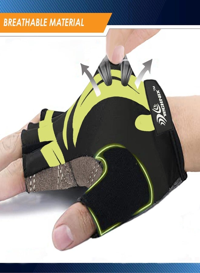 Technix 8907313006311 Lycra-Spandex Endurance Fitness Gloves, Medium (Green) - Image 3