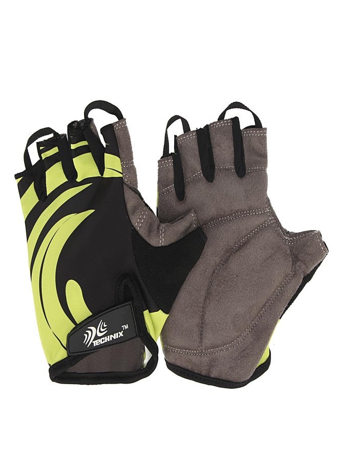 Technix 8907313006311 Lycra-Spandex Endurance Fitness Gloves, Medium (Green) - Image 1