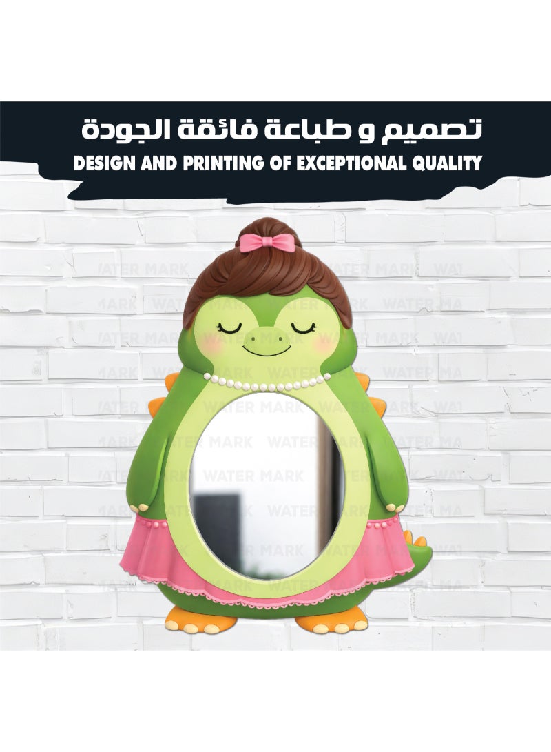 مرآة حائط للأطفال علي شكل تمساح للبنات مصنوعة من خشب عالي الجودة بتصميملطيف للاولاد لمسة ديكور عصرية، آمنة تمامًا وغير قابلة للكسر، خفيفة الوزن وسهلة التركيب لتضفي أناقة على غرفة الطفل - Image 2