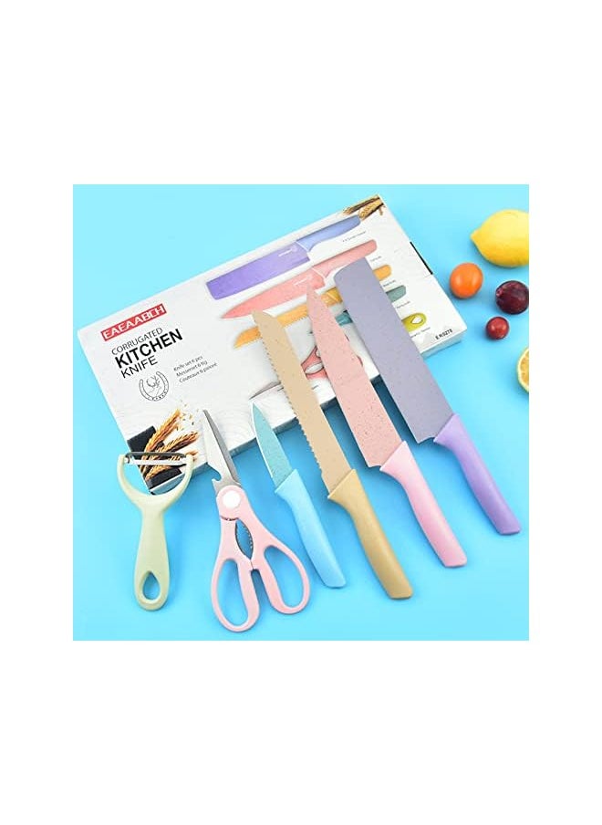 vesus Kitchen Knife Set 6 PCS, Colored Knives Set with Non-Stick Coating, Chef Boxed Knives Set for Cooking, Camping, Travel ,Picnic, BBQ and RV  - Image 3