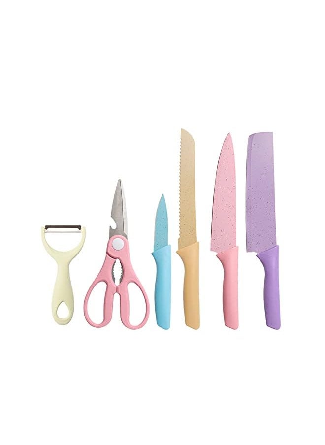 vesus Kitchen Knife Set 6 PCS, Colored Knives Set with Non-Stick Coating, Chef Boxed Knives Set for Cooking, Camping, Travel ,Picnic, BBQ and RV  - Image 2