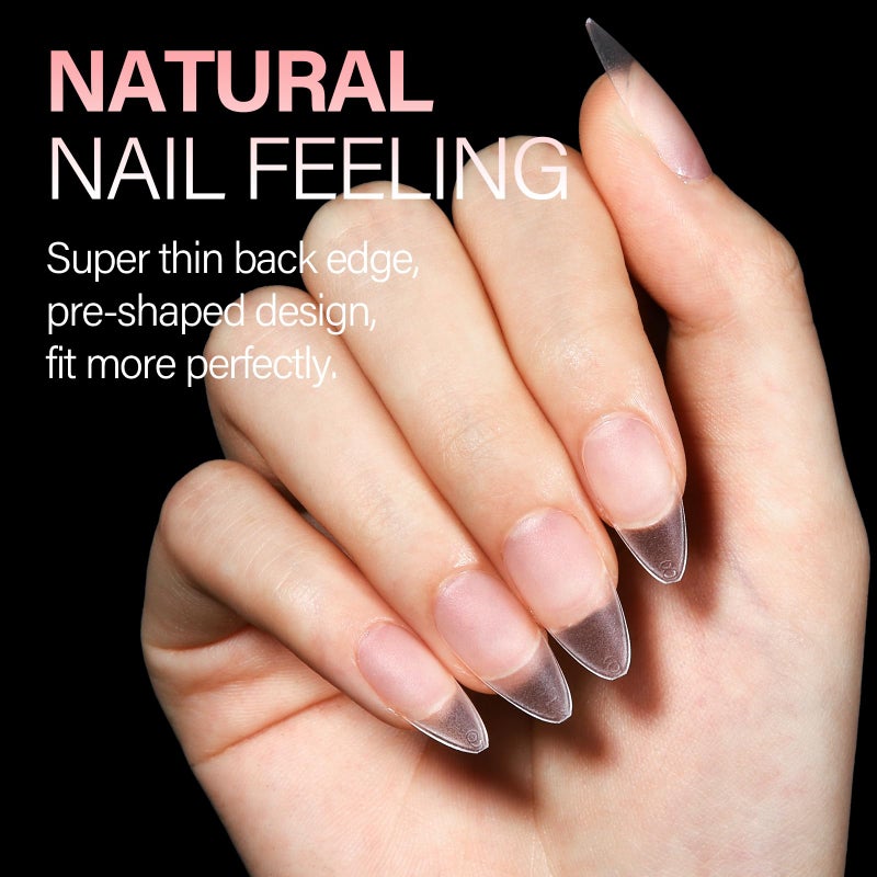 AILLSA Medium Almond Nail Tips 450PCS Full Cover Clear Acrylic Nail Tips Double-Sided Matte No Need Base Coat Press on Fake Nails Tips for Extension False Nails DIY Salon 15 Sizes - Image 5