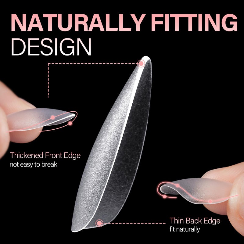 AILLSA Medium Almond Nail Tips 450PCS Full Cover Clear Acrylic Nail Tips Double-Sided Matte No Need Base Coat Press on Fake Nails Tips for Extension False Nails DIY Salon 15 Sizes - Image 4