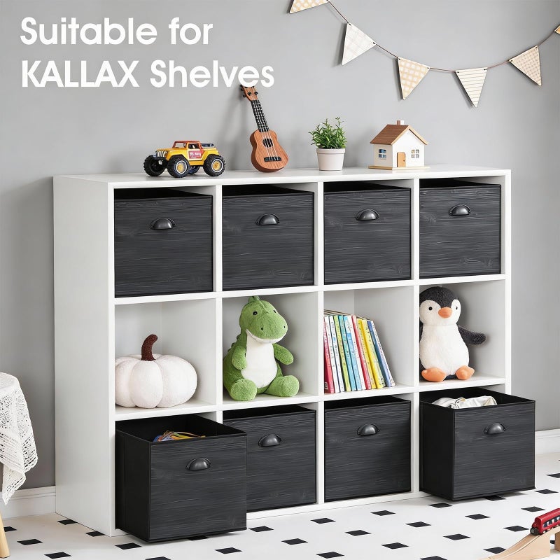 homyfort Fabric Cube Storage Organizer Bins, 12x12 Inch Black Wood Grain Printing Storage Cubes, Closet Cloth Baskets Box For Shelves, Set of 6 - Image 5