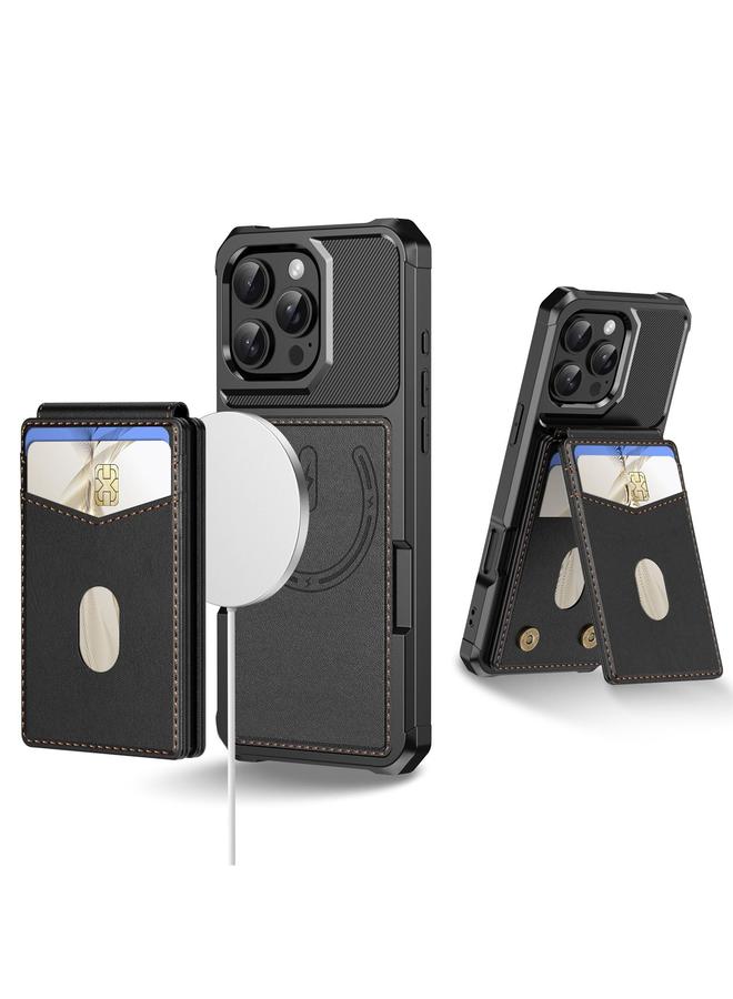 S-TOP Case For iPhone 16 Pro 2-in-1 Magnetic Wallet MagSafe Leather Back Phone Case - Image 1