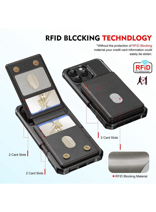 S-TOP Case For iPhone 16 Pro 2-in-1 Magnetic Wallet MagSafe Leather Back Phone Case - Image 3