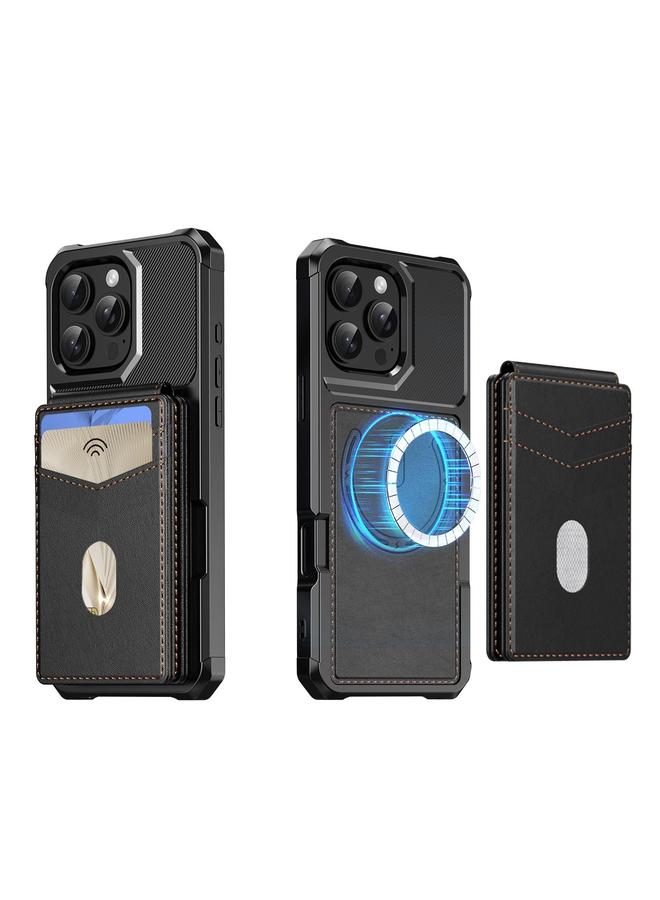 S-TOP Case For iPhone 16 Pro 2-in-1 Magnetic Wallet MagSafe Leather Back Phone Case - Image 2